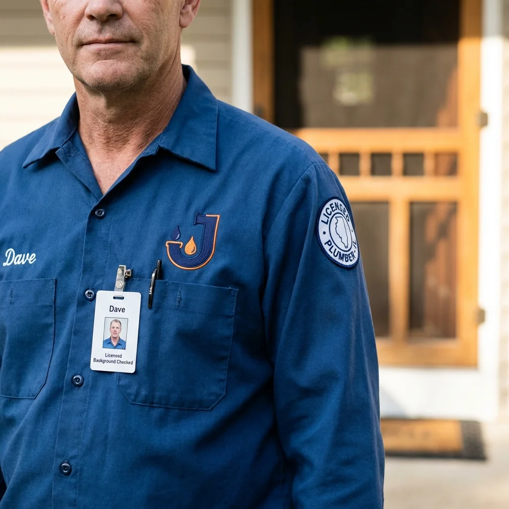 Licensed plumber showing ID badge in Princeton, MN